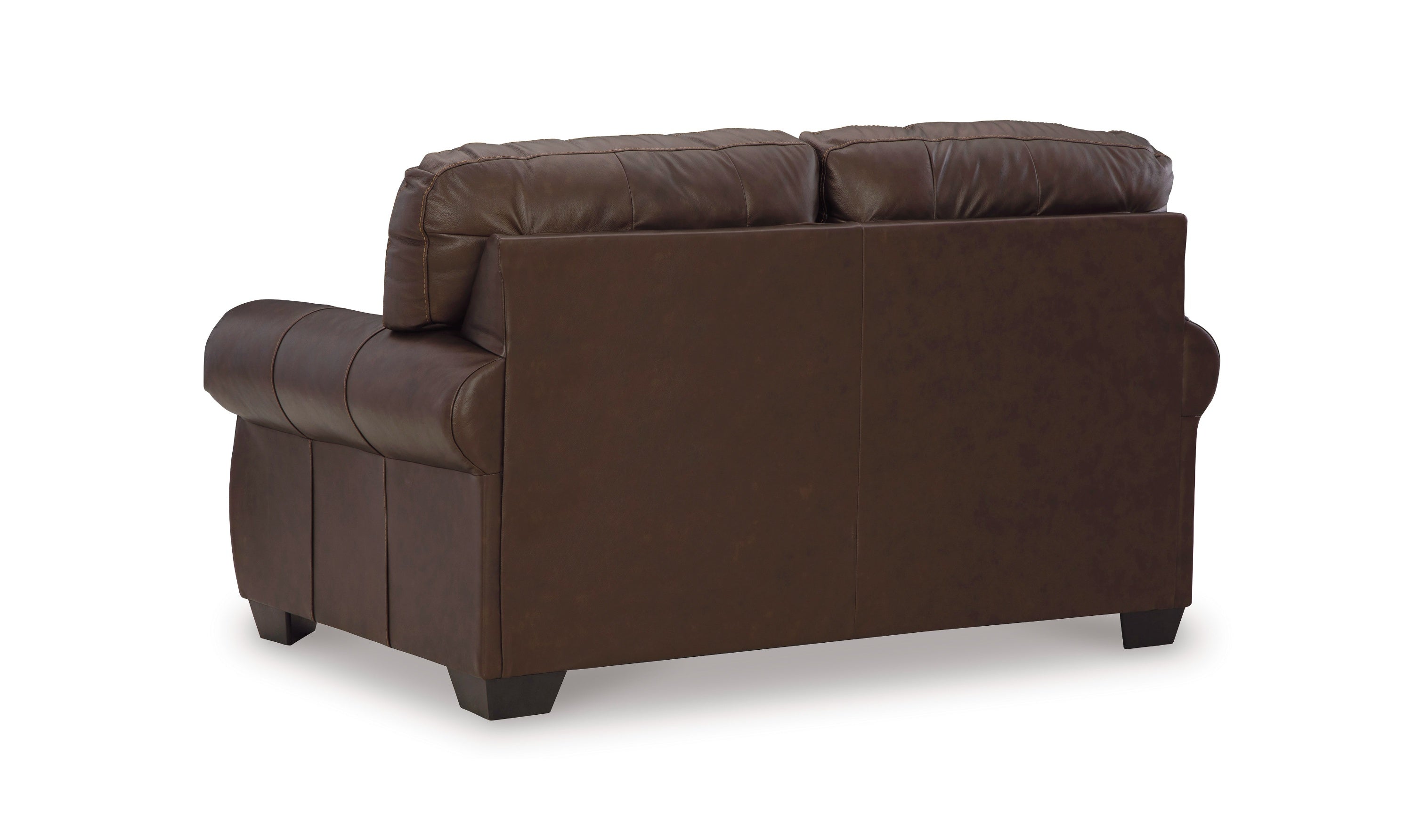 Colleton Dark Brown Leather Loveseat with Rolled Arms-Jennifer Furniture