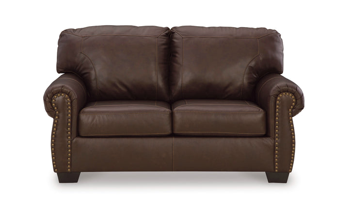 Colleton Dark Brown Leather Loveseat with Rolled Arms-Jennifer Furniture