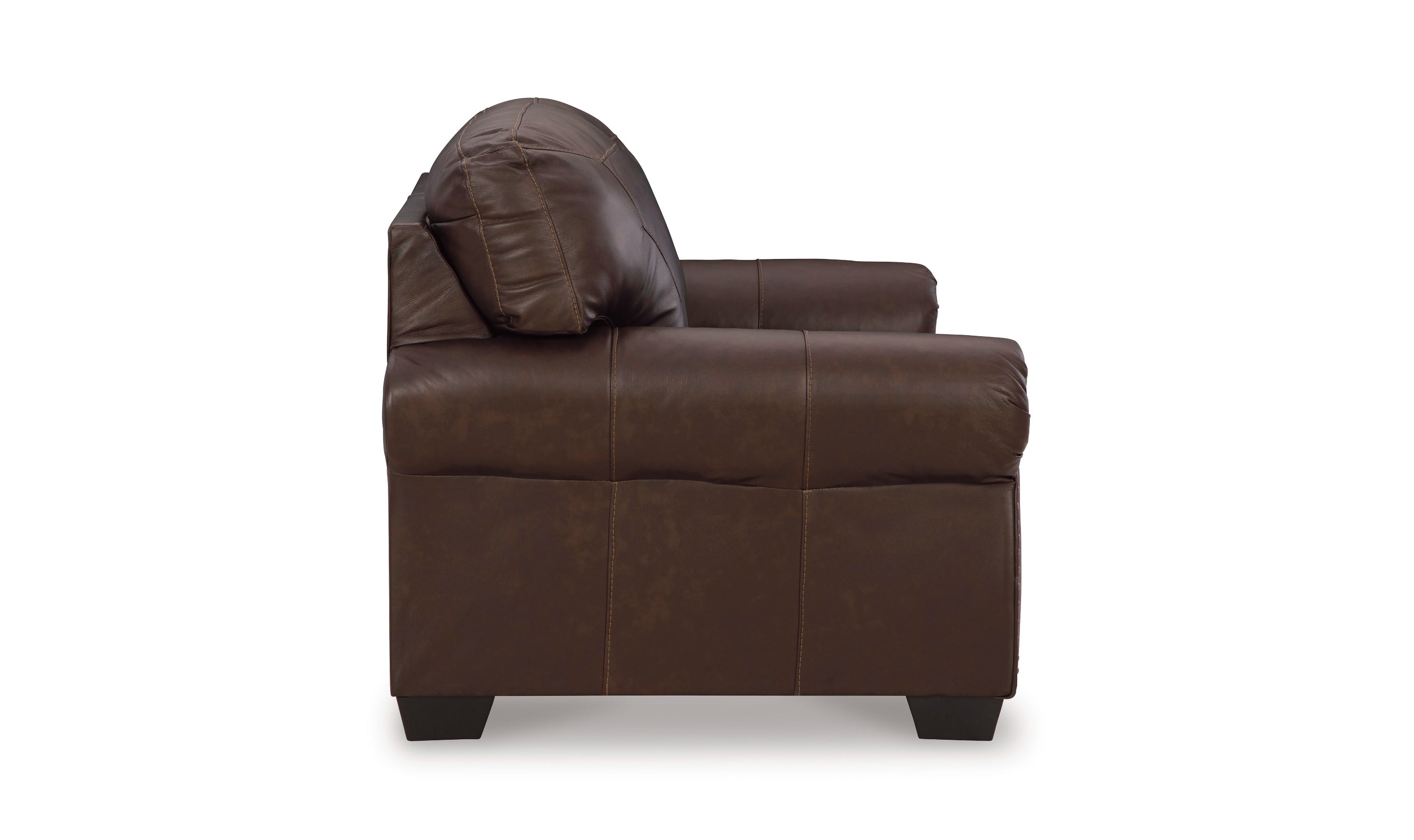 Colleton Dark Brown Leather Loveseat with Rolled Arms-Jennifer Furniture