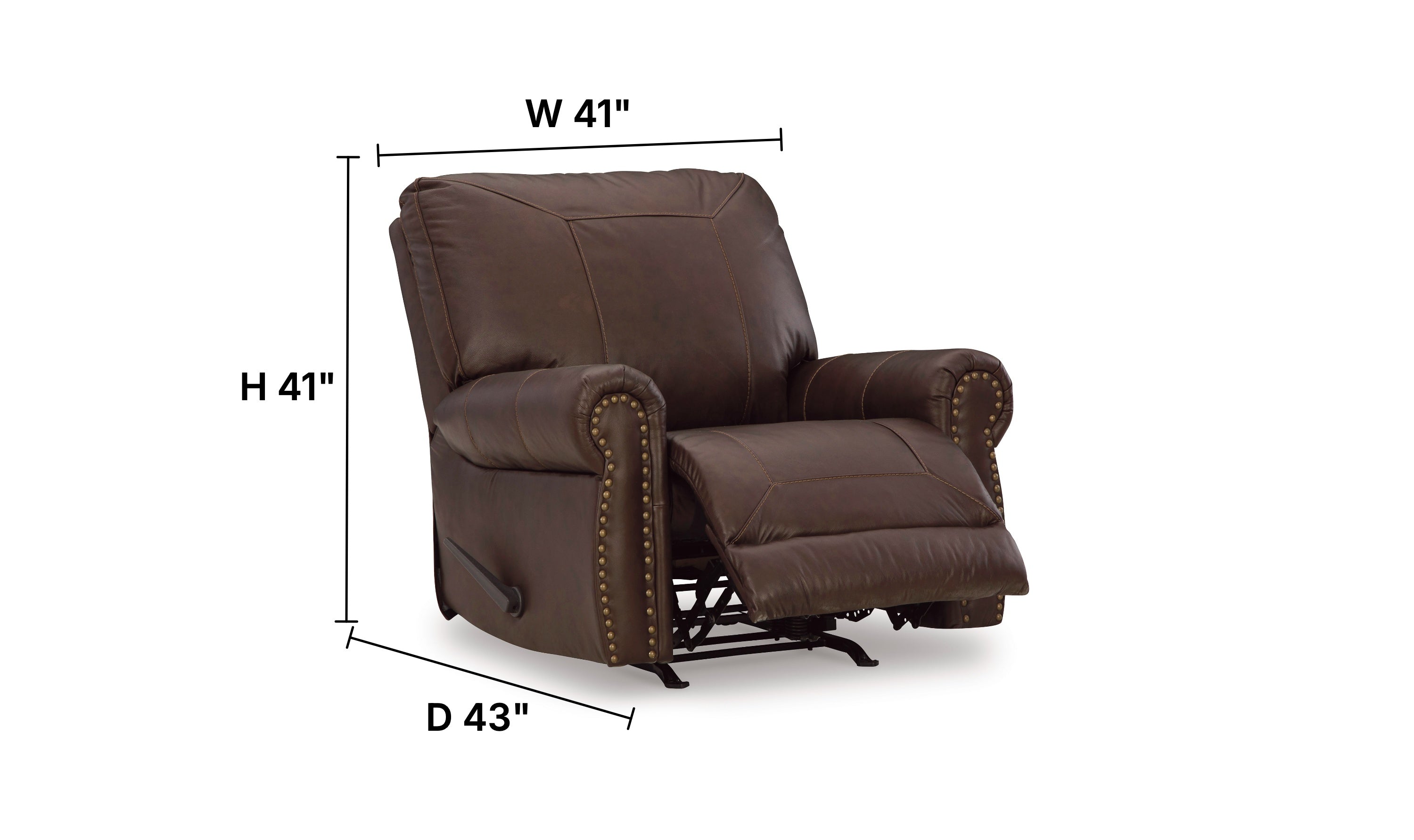 Colleton Dark Brown Leather Recliner Chair with Rolled Arms-Jennifer Furniture