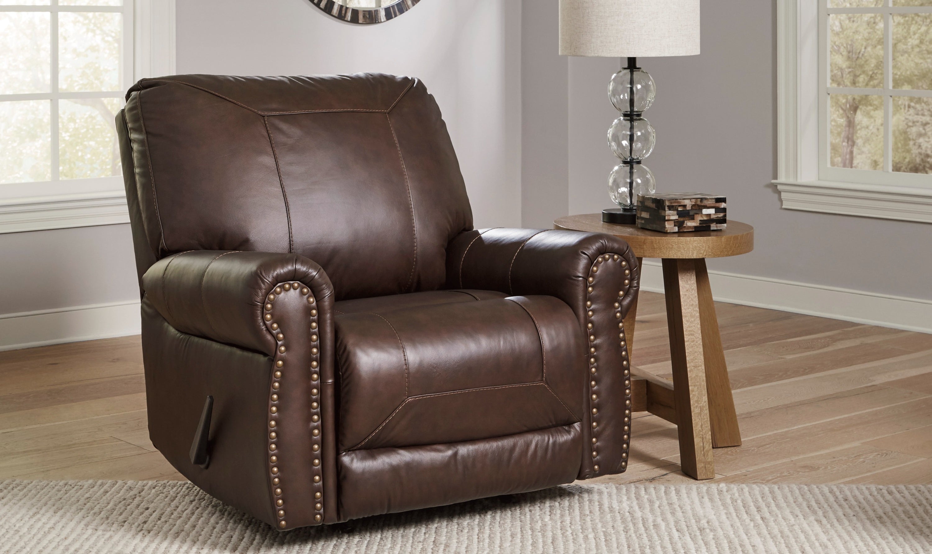 Colleton Dark Brown Leather Recliner Chair with Rolled Arms-Jennifer Furniture