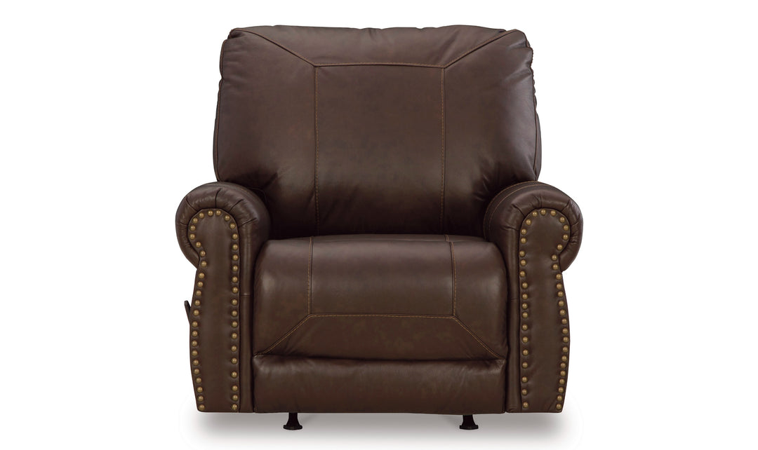 Colleton Dark Brown Leather Recliner Chair with Rolled Arms-Jennifer Furniture