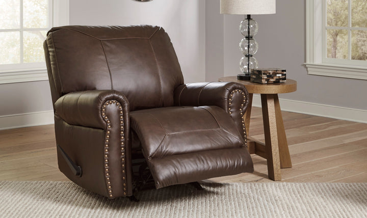 Colleton Dark Brown Leather Recliner Chair with Rolled Arms-Jennifer Furniture