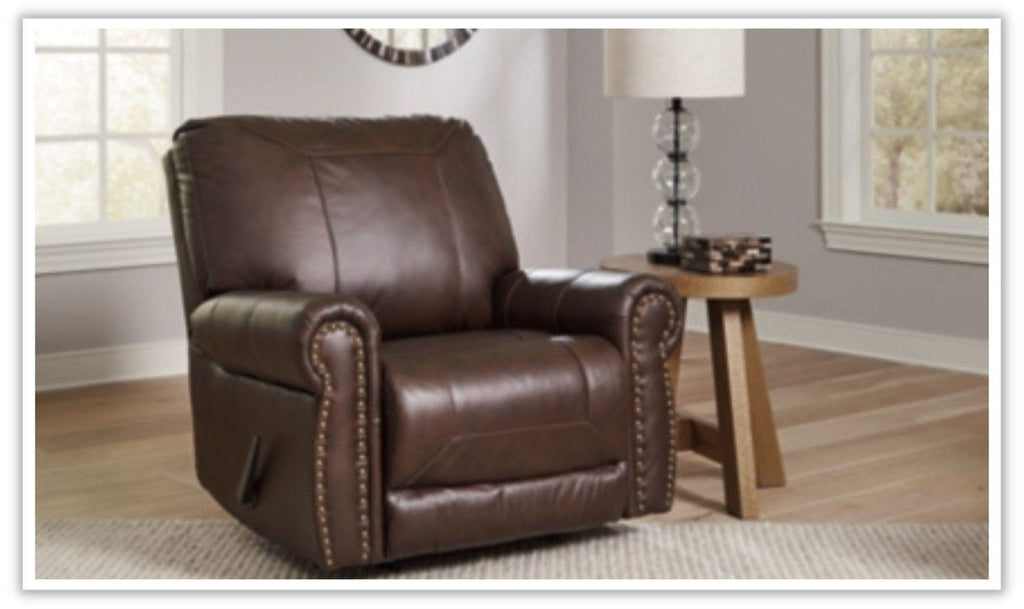 Colleton Dark Brown Leather Recliner with Rolled Arms – Jennifer