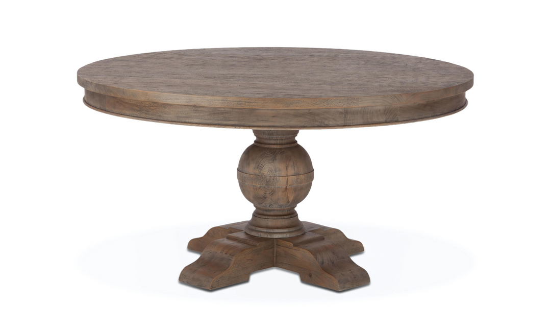 Colonial Plantation Round Dining Table in Weathered Teak-Jennifer Furniture 