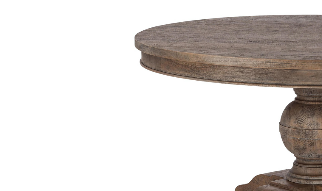 Colonial Plantation Round Dining Table in Weathered Teak-Jennifer Furniture 