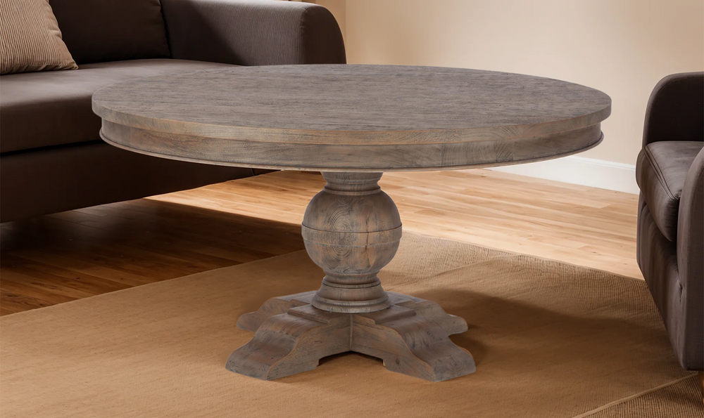 Colonial Plantation Round Dining Table in Weathered Teak-Jennifer Furniture 