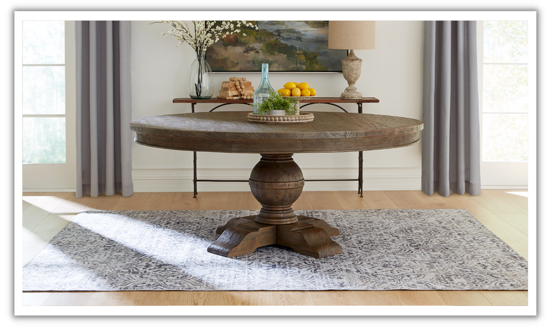 Colonial Plantation Round Dining Table in Weathered Teak-Jennifer Furniture 