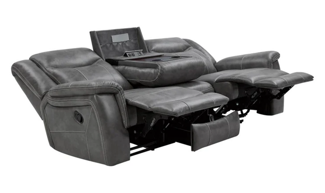 Coaster Conrad 3-Seater Leather Recliner Sofa in Gray