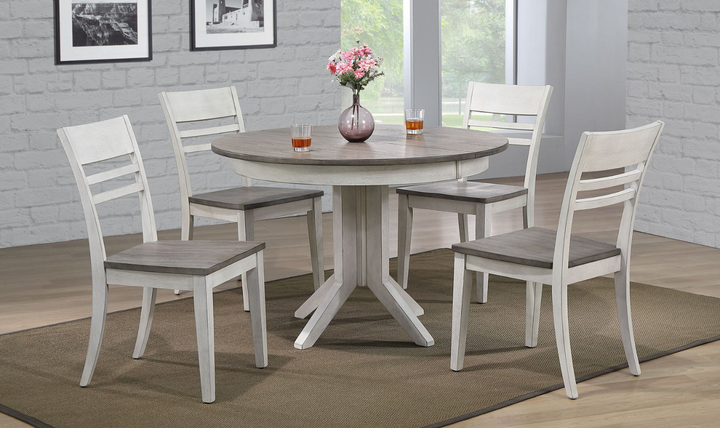 Contemporary Table In Ash & Stormy White Transitional Ladder Back5-Piece Dining Set-jennifer furniture