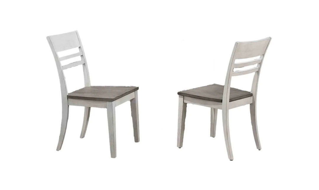 Contemporary Table In Ash & Stormy White Transitional Ladder Back5-Piece Dining Set-jennifer furniture