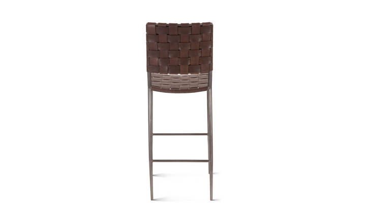 Copenhagen Bar Chair in Brown Buffalo Leather and Iron-Jennifer Furniture