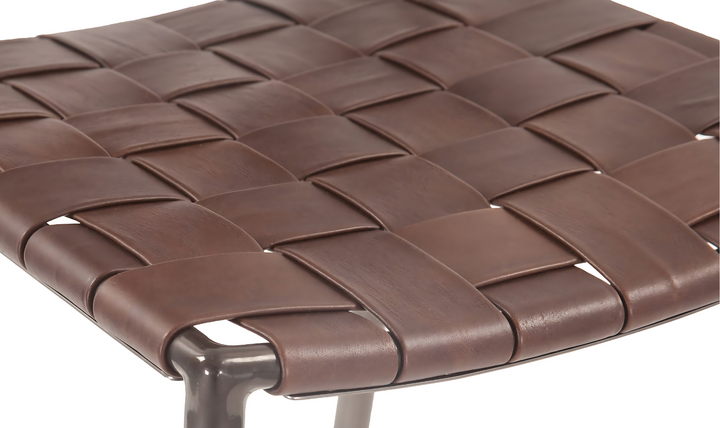Copenhagen Bar Chair in Brown Buffalo Leather and Iron-Jennifer Furniture