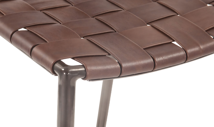 Copenhagen Bar Chair in Brown Buffalo Leather and Iron-Jennifer Furniture