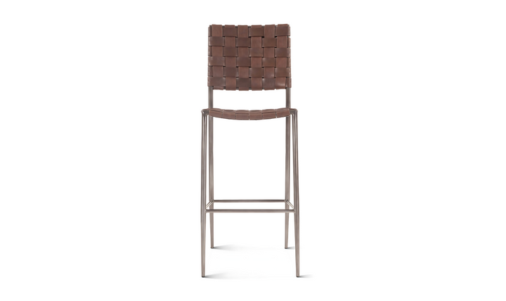 Copenhagen Bar Chair in Brown Buffalo Leather and Iron-Jennifer Furniture