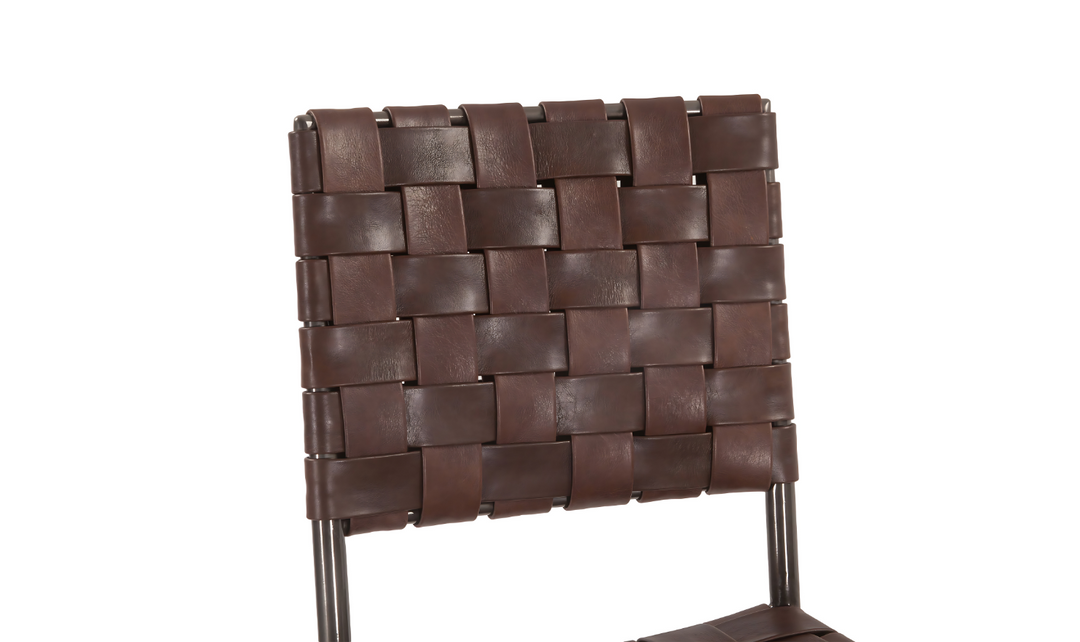 Copenhagen Bar Chair in Brown Buffalo Leather and Iron-Jennifer Furniture