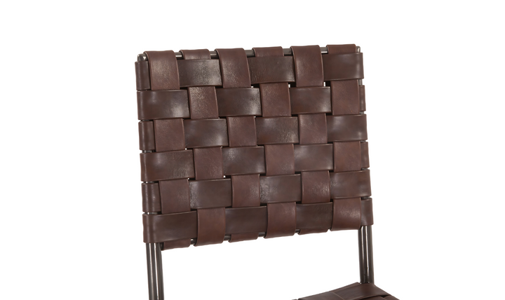 Copenhagen Bar Chair in Brown Buffalo Leather and Iron-Jennifer Furniture