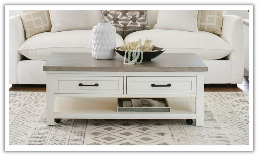Cora Large Coffee Table with Two Drawer