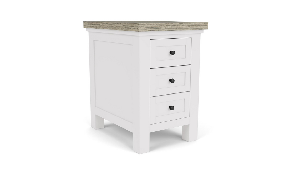 Cora Wood Chair side Table in Cloud White and Fog Gray