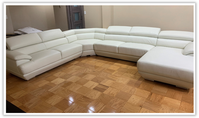Corde White U-Shaped Sectional Sofa with Adjustable Headrests