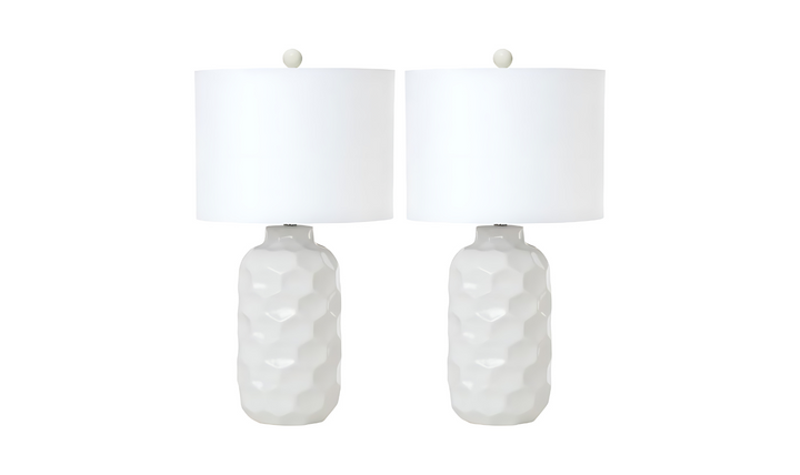 Cordelia 30" White Ceramic Table Lamp, (Set of 2)-Jennifer Furniture