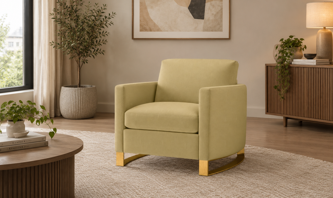 Coaster Corliss Fabric Curved Track Arm Accent Chair-Jenniferfurniture