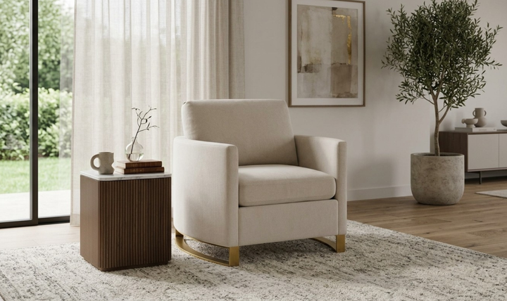 Coaster Corliss Fabric Curved Track Arm Accent Chair-Jenniferfurniture