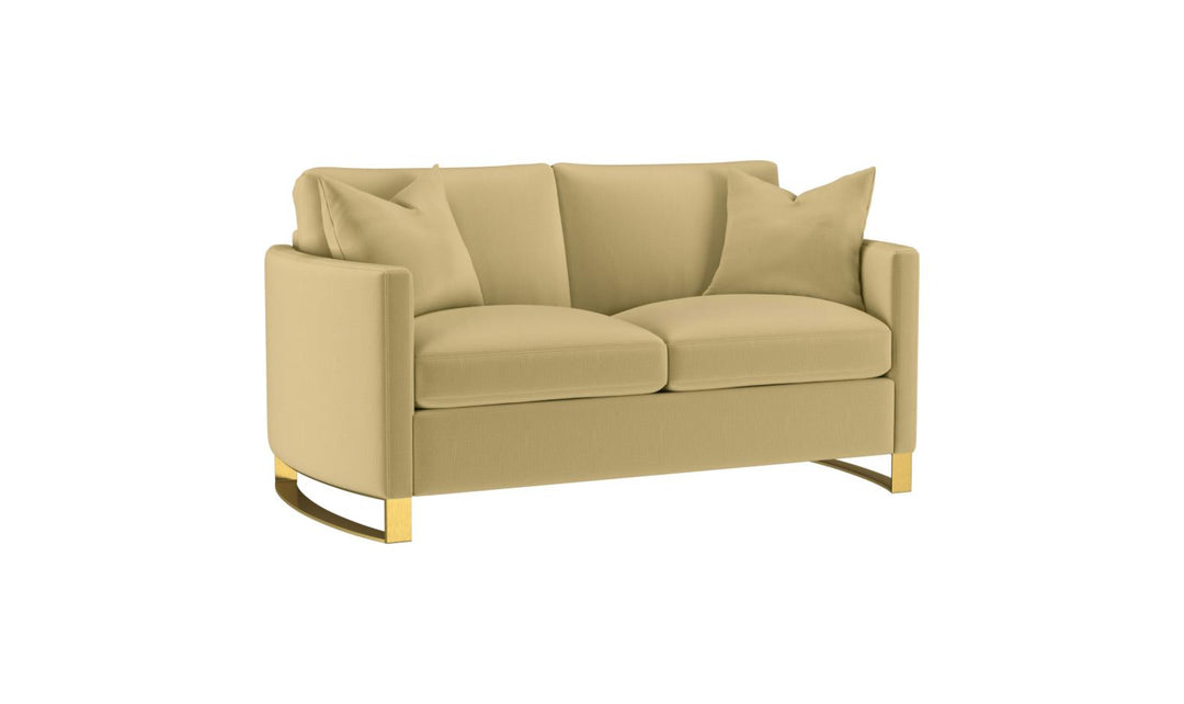 Corliss Beige Fabric Living Room Set with Recessed Arms