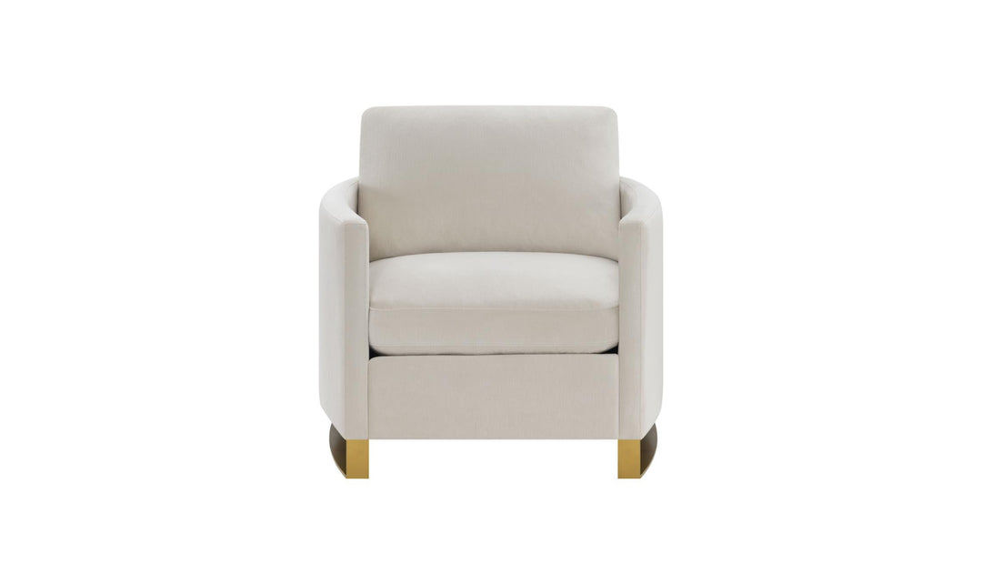 Corliss Beige Fabric Living Room Set with Recessed Arms