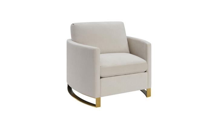 Corliss Beige Fabric Living Room Set with Recessed Arms