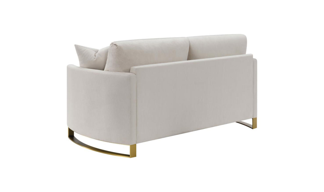 Corliss Beige Fabric Living Room Set with Recessed Arms
