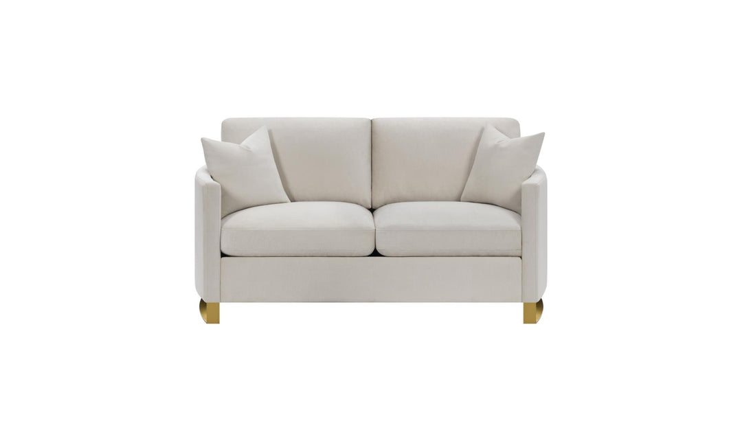 Corliss Beige Fabric Living Room Set with Recessed Arms