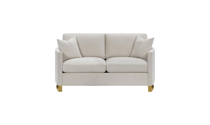 Corliss Beige Fabric Living Room Set with Recessed Arms