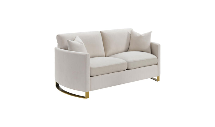 Corliss Beige Fabric Living Room Set with Recessed Arms