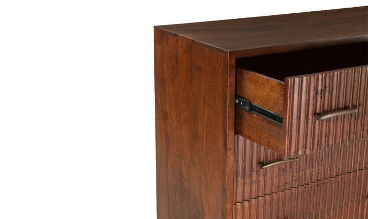 Cosmopolitan Six Drawer Dresser With Honey Brown Finish And Iron Base-Jennifer Furniture