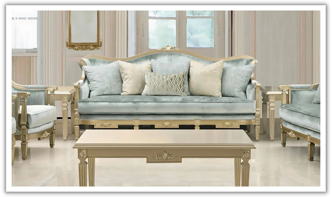 Cosmos London Fabric 3-Seater Sofa in Turquoise Color