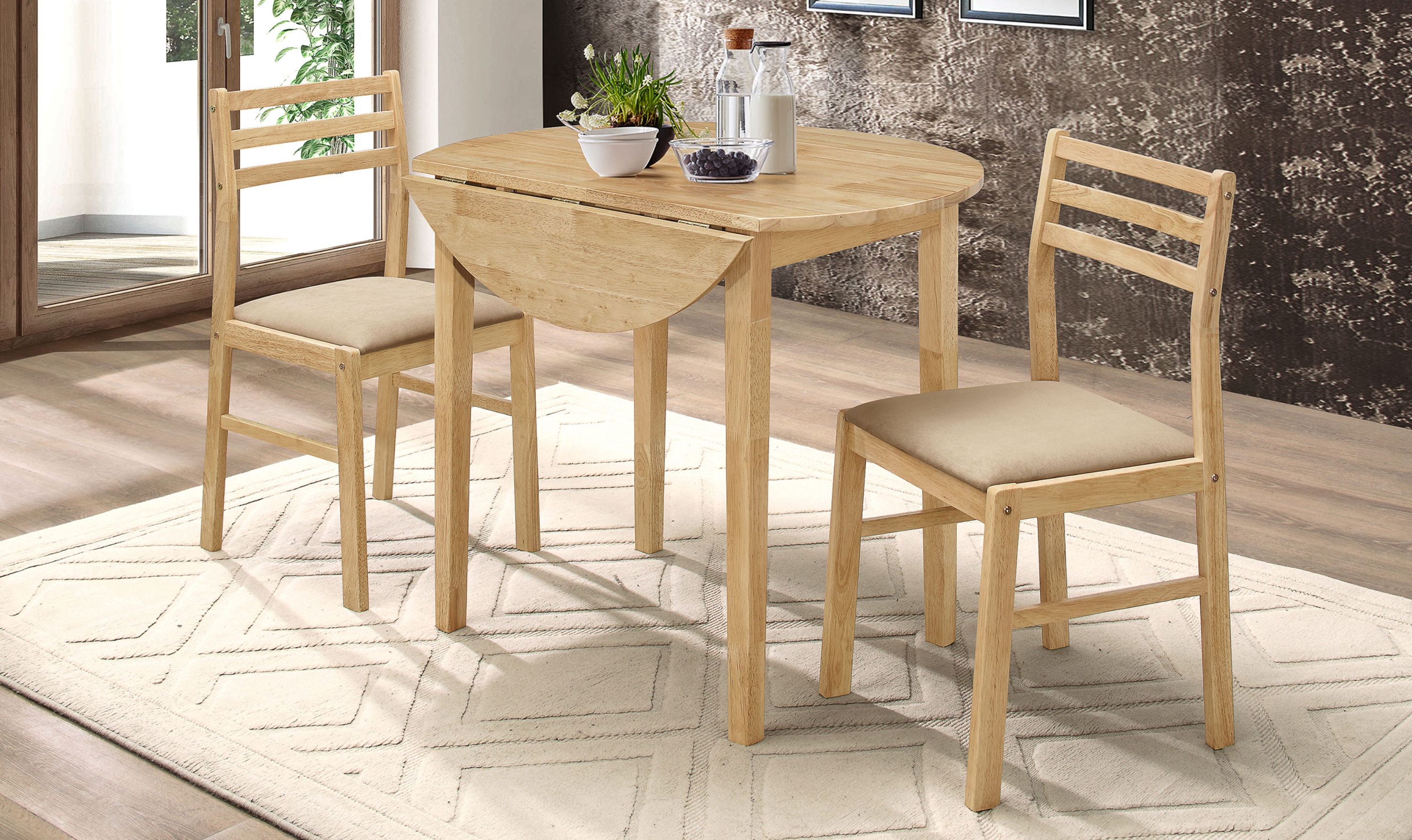 Counter Height Table And Chair Set 3 Pc - Jennifer Furniture