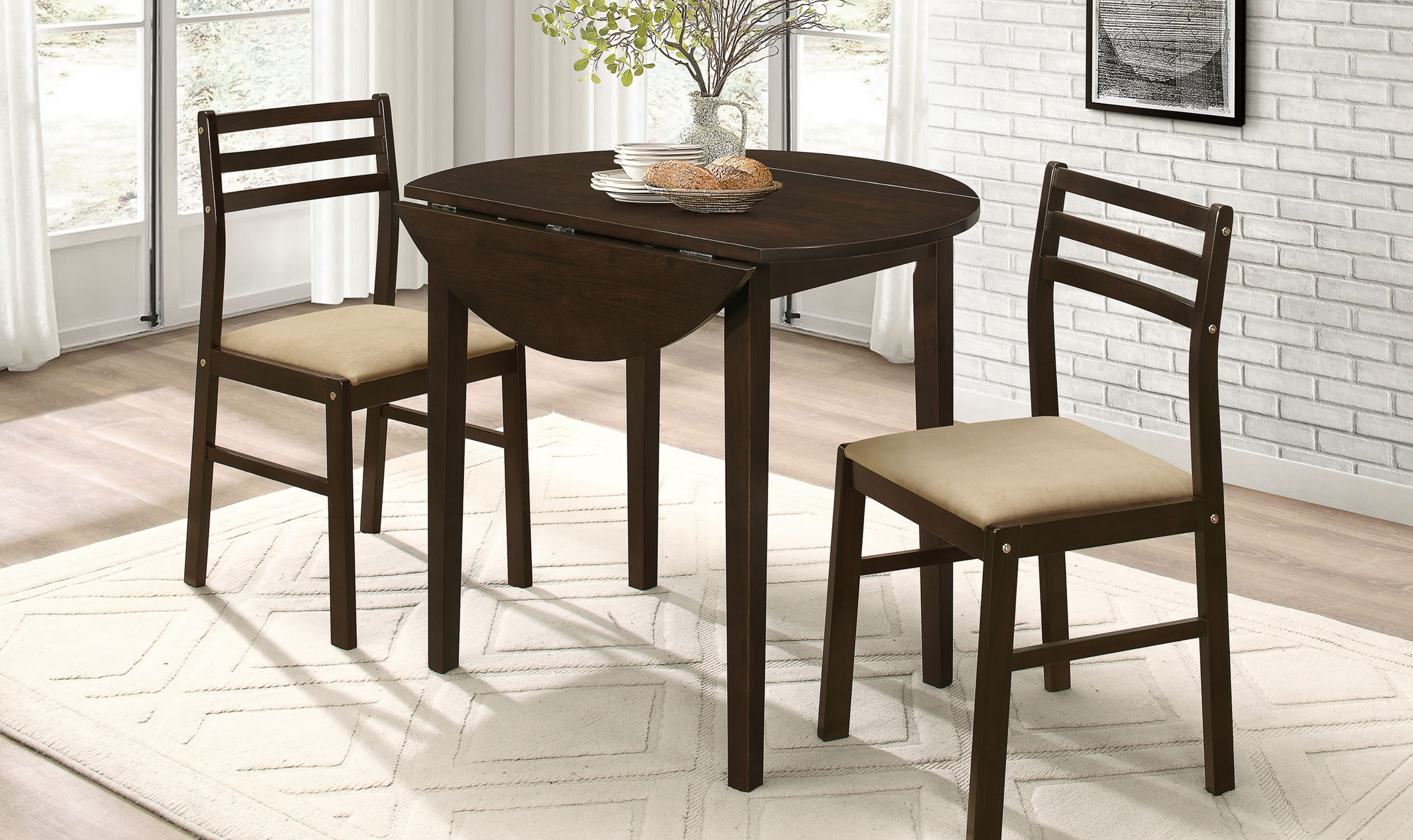 Counter Height Table And Chair Set 3 Pc - Jennifer Furniture