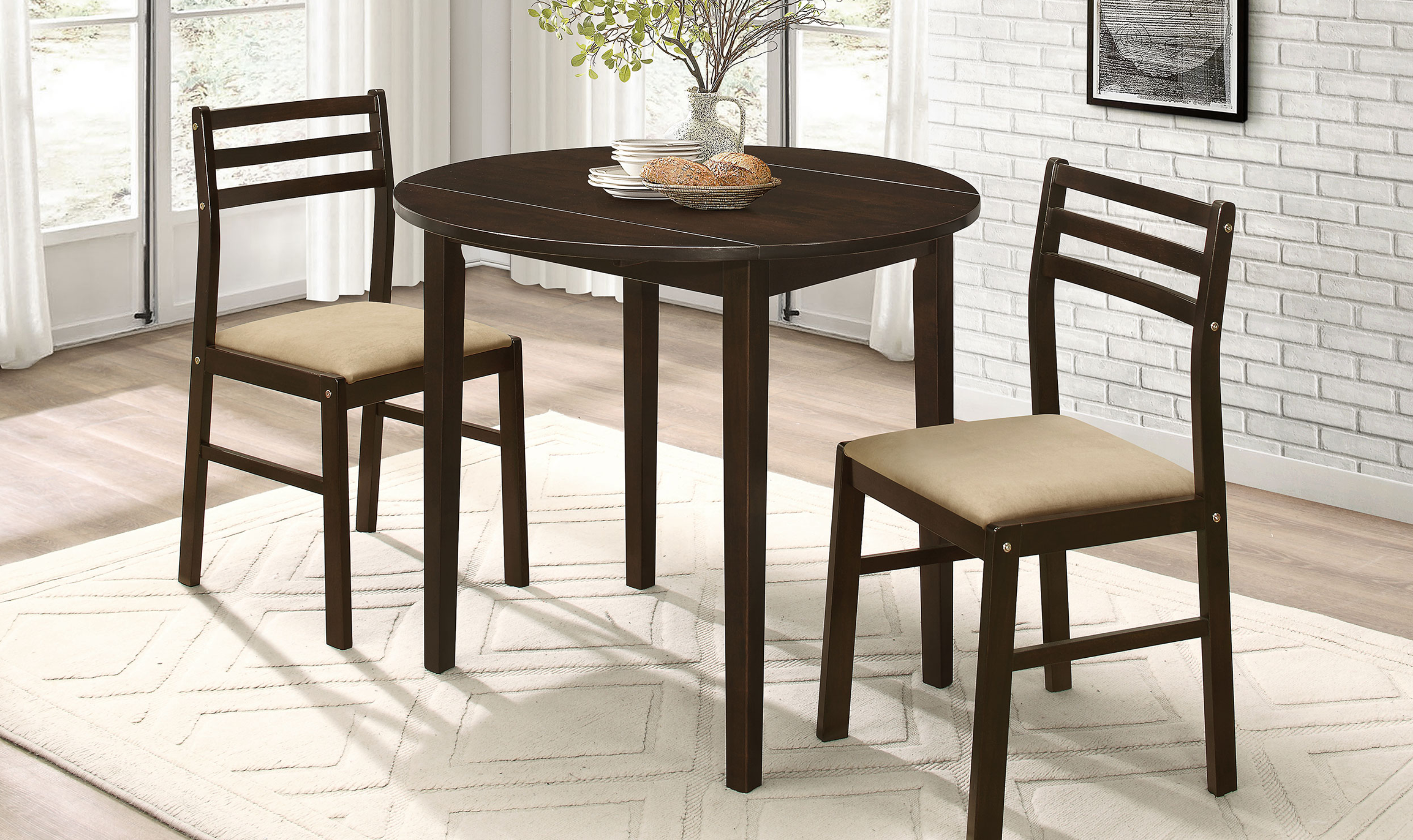 Counter Height Table And Chair Set 3 Pc - Jennifer Furniture