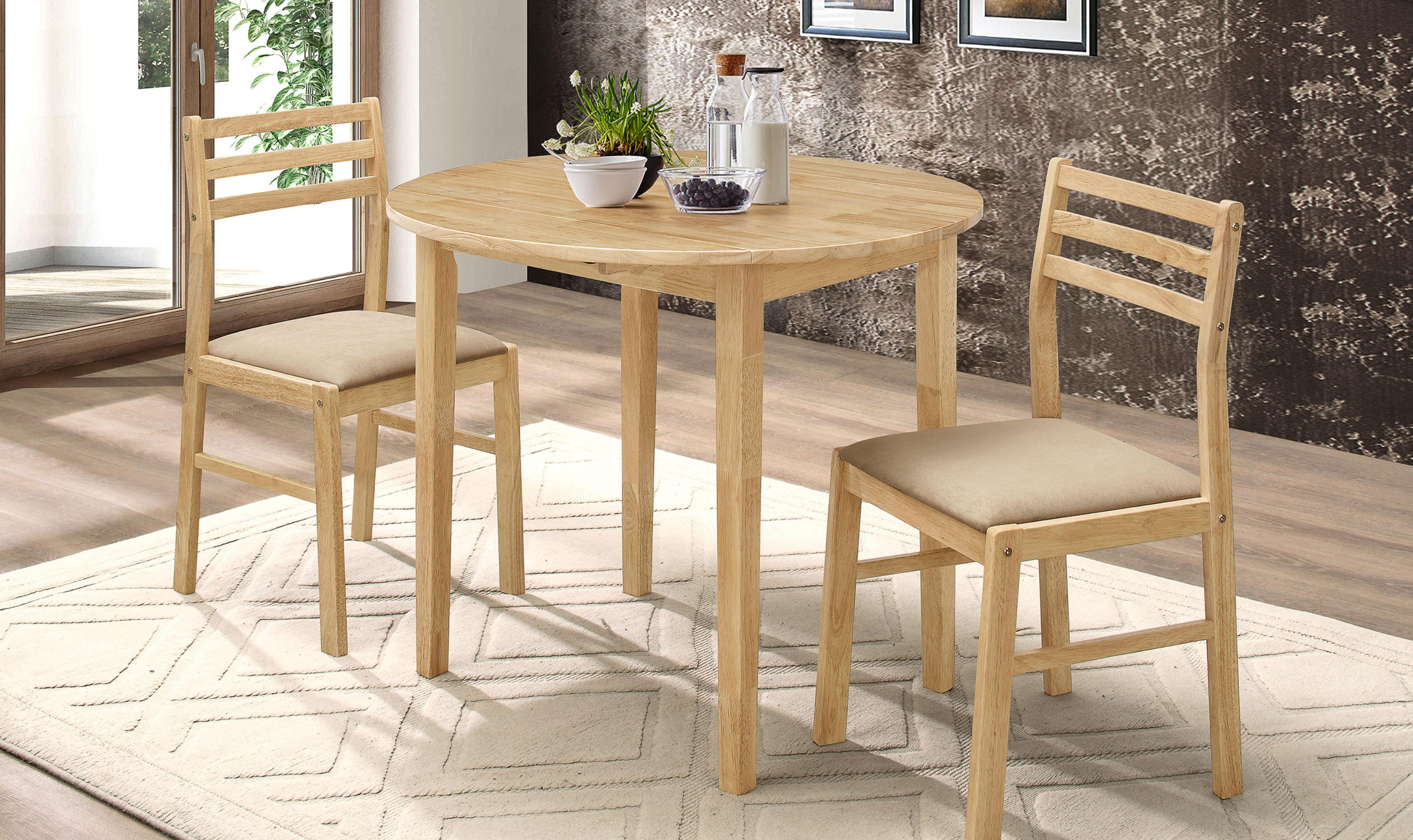 Counter Height Table And Chair Set 3 Pc - Jennifer Furniture