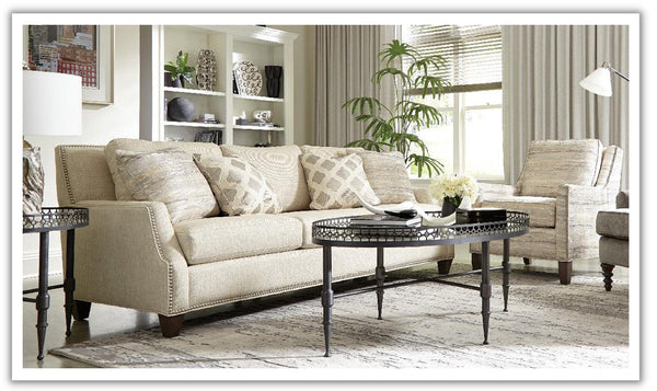 Craftmaster Cici 3-Seater White Fabric Stationary Sofa