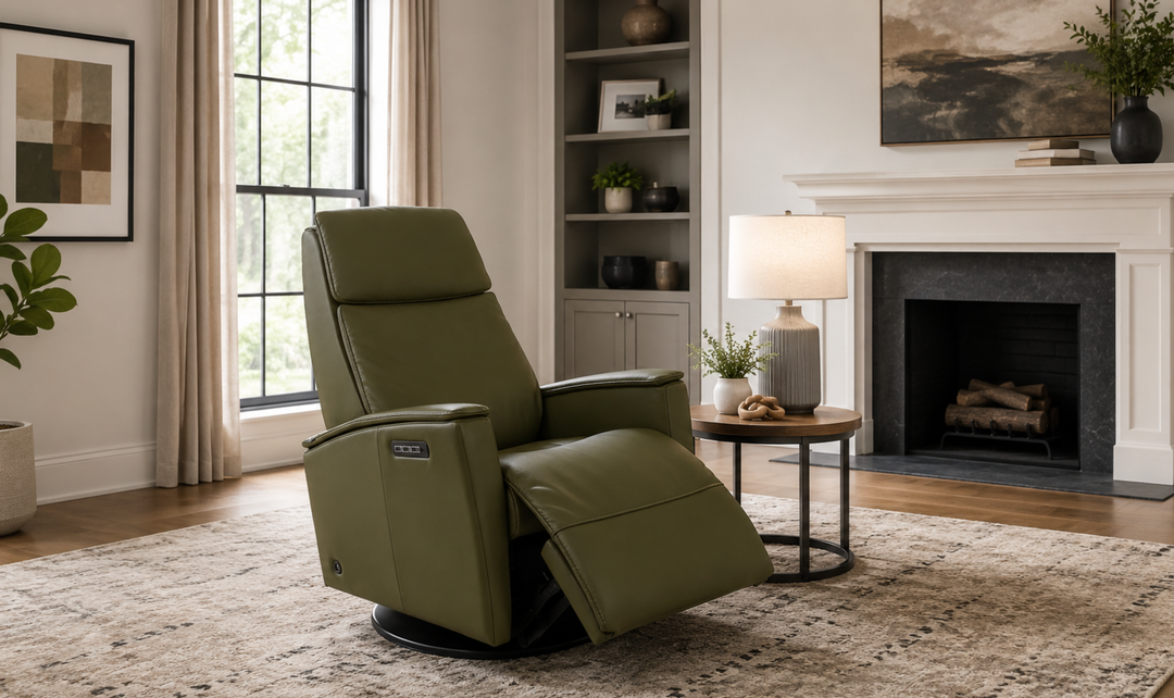 Crown Leather Recliner Chair | Swing Base | Fjords-Jennifer Furniture