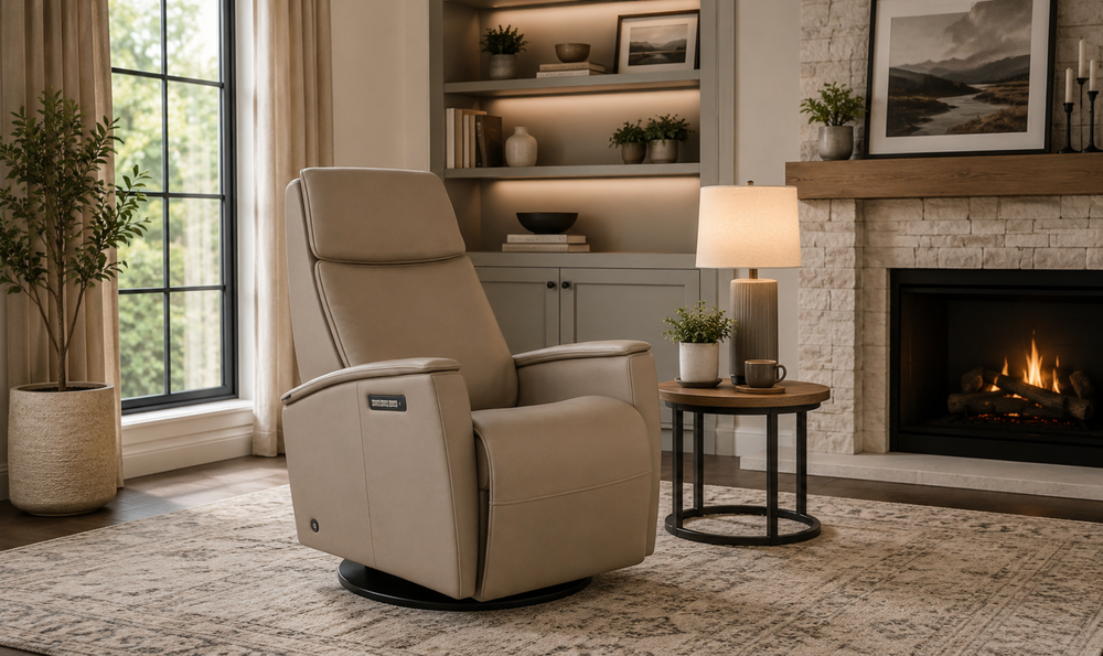 Crown Leather Recliner Chair | Swing Base | Fjords-Jennifer Furniture