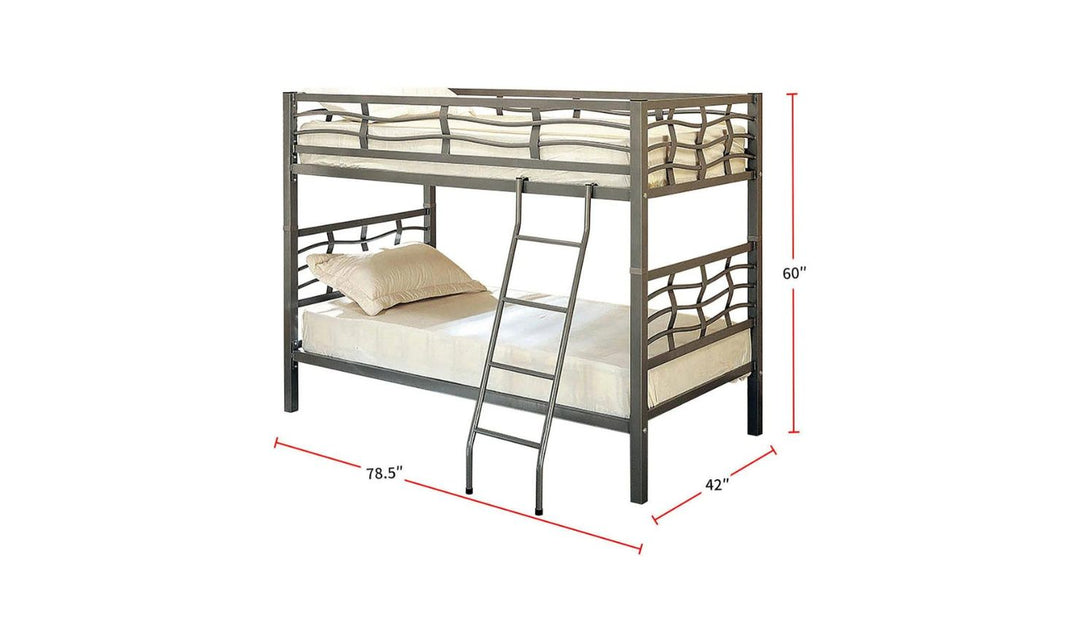 Crystal Two Twin Bunk Bed with Rustic Finish