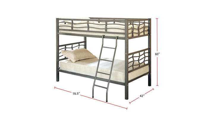 Crystal Two Twin Bunk Bed with Rustic Finish