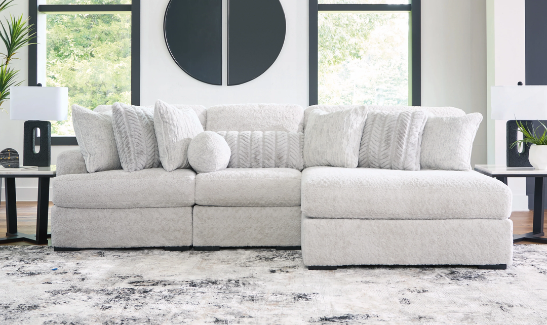 Modern Heritage Cuddle Plush 3-Piece Sectional with Chaise