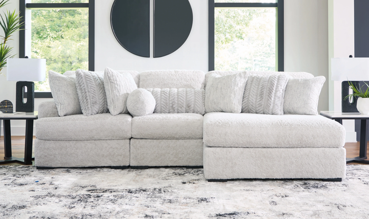 Modern Heritage Cuddle Plush 3-Piece Sectional with Chaise
