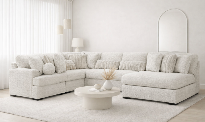 Modern Heritage Cuddle Plush 6-Piece Sectional with Chaise - Jennifer Furniture