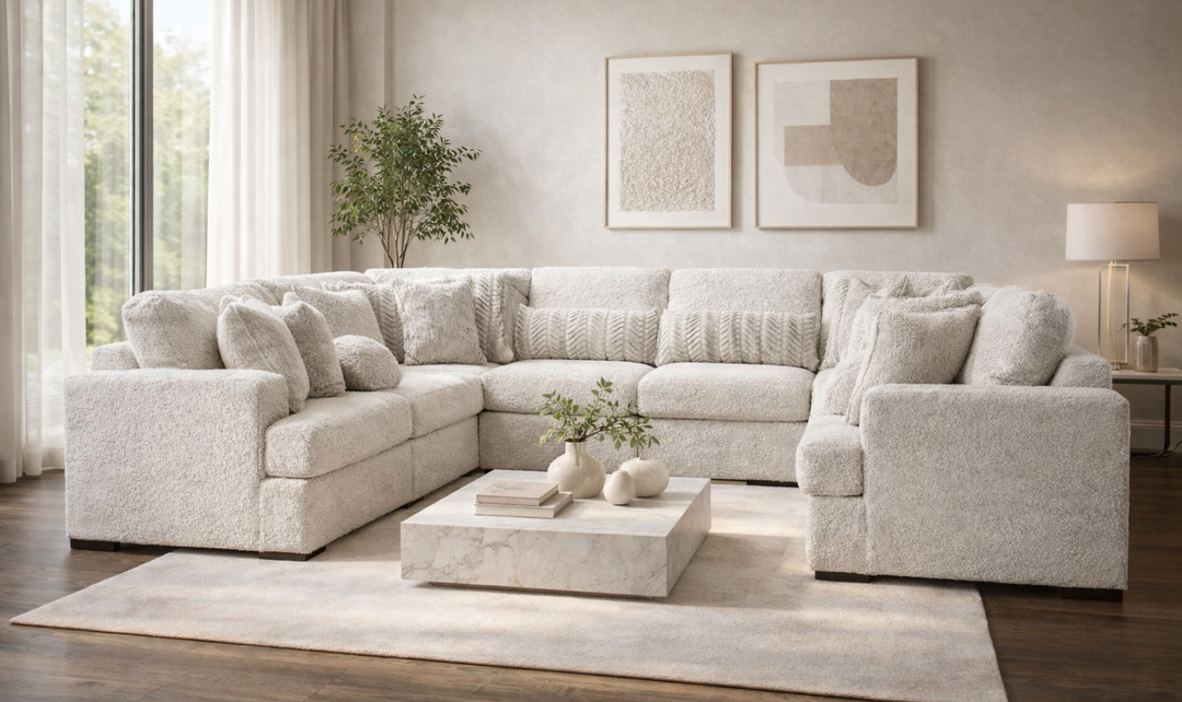 Modern Heritage Cuddle Plush 8-Piece U-Shape Fabric Sectional Sofa - Jennifer Furniture