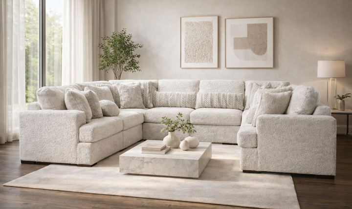 Modern Heritage Cuddle Plush 8-Piece U-Shape Fabric Sectional Sofa - Jennifer Furniture